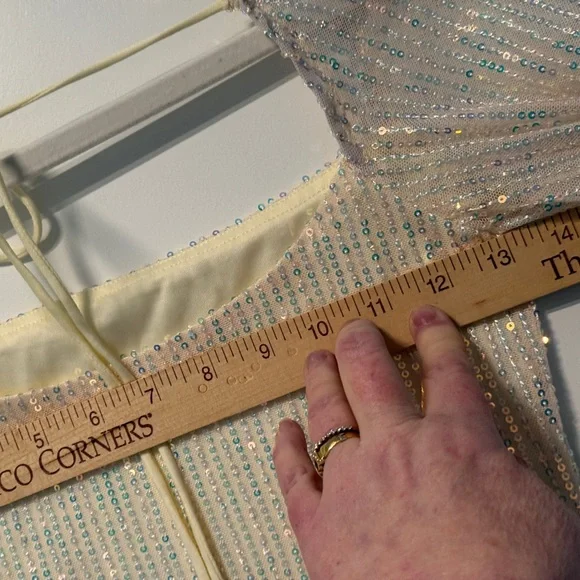 Lucy in the Sky Shantelle Sequin Mini Dress Size S Champage Sparkle Tie Back - Picture 10 of 10